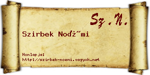 Szirbek Noémi névjegykártya